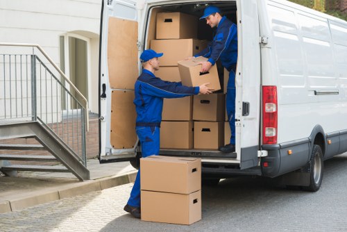 Removal van loading for a flat or office move in Acton