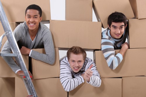 Furniture and boxes prepared for a house move in Acton